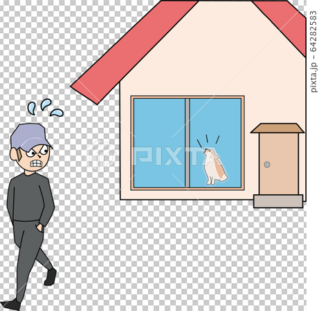 防犯　番犬　子犬　手書き 64282583