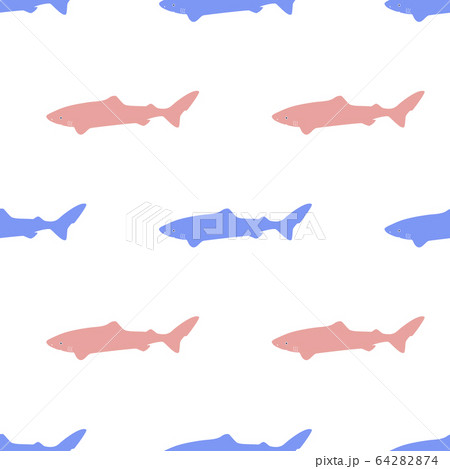 Seamless pattern with icon polar atlantic sharks. Modern vector illustration for web design or print. 64282874