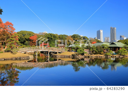 【東京都】紅葉の浜離宮中島の御茶屋 64283290