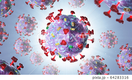 3D render of Corona VIRUS 2019nCoV has been discovered first time in January 2020 in China town Wuhan. Close-up from microscope of coronavirus. 3D render of Corona VIRUS 2019nCoV has been discovered first time in January 2020 in China town Wuhan. Close-up from microscope of coronavirus. 64283316