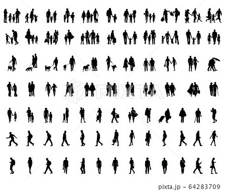 Black silhouettes of people walking, illustration on a white background 64283709
