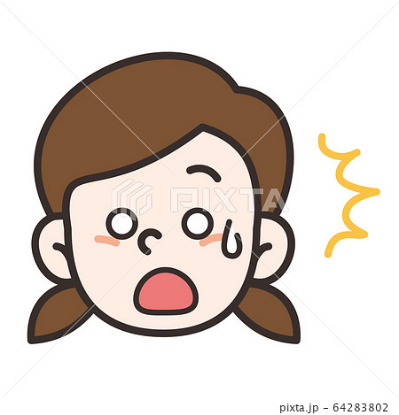 女の子 正面 顔 ぎょっとするのイラスト素材