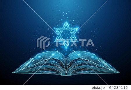Abstract open Torah book with star of David Abstract open Torah book with star of David 64284116