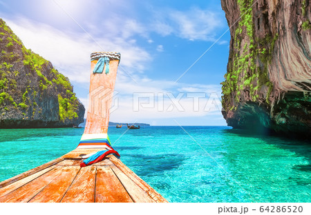 View of Loh Samah Bay in Phi Phi island, Thailand. 64286520