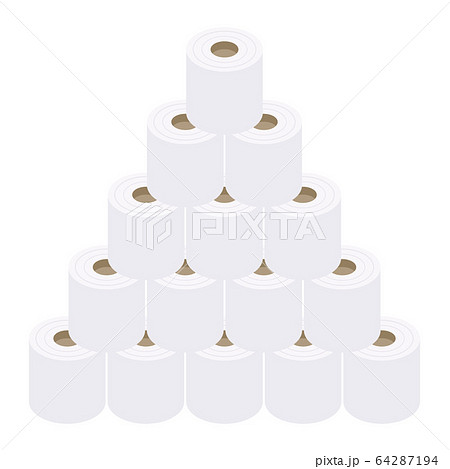 アイソメトリック　積み重なった　ピラミッド型　トイレットペーパー　イラスト 64287194