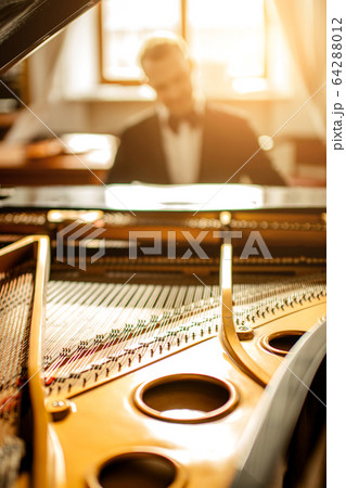 close-up photo of piano, man play on it close-up photo of piano, man play on it 64288012