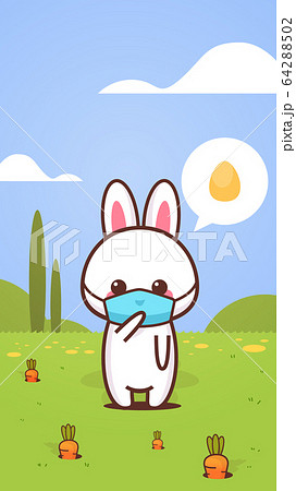 cute rabbit wearing face mask to prevent coronavirus happy easter bunny sticker spring holiday cute rabbit wearing face mask to prevent coronavirus happy easter bunny sticker spring holiday 64288502