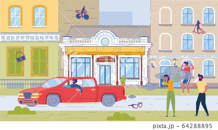 Man Driving Fuel Car Emitted Harmful Substance 64288895