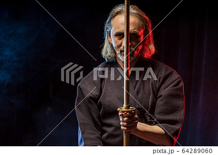 confident strong kendo warrior with shinai confident strong kendo warrior with shinai 64289060