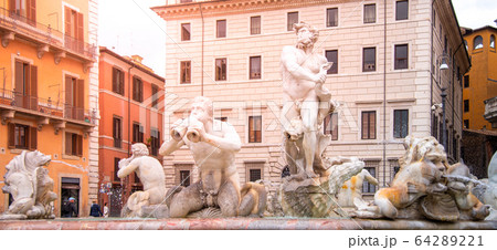 Fontana del Moro, or Moor Fountain, on Piazza Navona, Rome, Italy 64289221