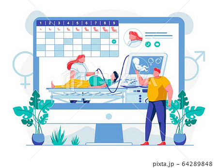 Prenatal Foetus Diagnostics Flat Illustration 64289848