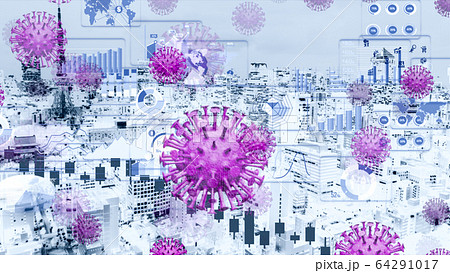コロナウィルス・病気による都市封鎖のイメージ 緊急事態 64291017