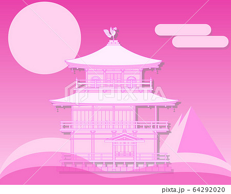 春の京都「金閣寺」ペーパークラフト風 春の京都「金閣寺」ペーパークラフト風 64292020
