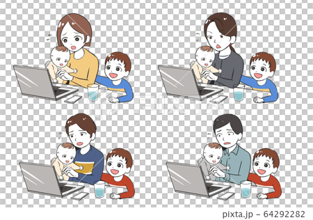 Telework while being disturbed by two children 64292282