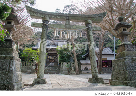 伊豆稲取八幡神社の石の鳥居 64293647