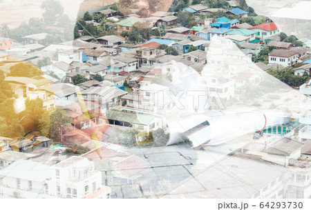 Double exposure between the work of an architect 64293730