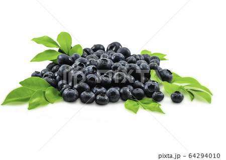 Fresh wild blueberries heap on white isolated 64294010