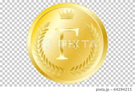 Laurel Wreath and Crown Alphabet Coin F Stock Illustration