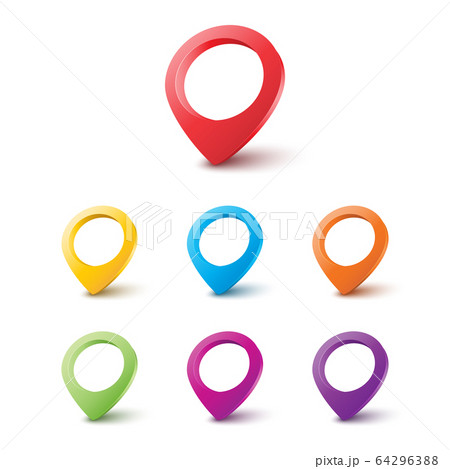 Pin icons set. Web location map point 3d pins 64296388