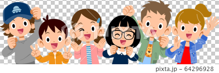元気な子どもたちの上半身 64296928