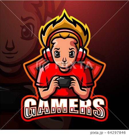 Gamer boy mascot esport logo design 64297846
