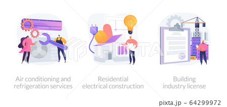 Builder contractor services abstract concept vector illustrations. 64299972