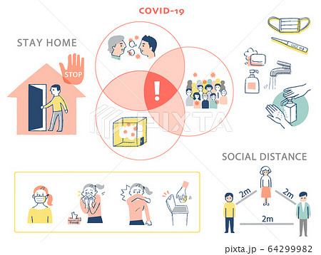 感染症予防対策イメージ　セット 64299982