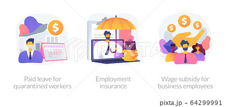Governmental support for quarantined worker abstract concept vector illustrations. 64299991