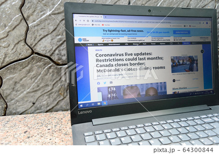 A computer screen page of an Online News Channel Showing Coronavirus A computer screen page of an Online News Channel Showing Coronavirus 64300844