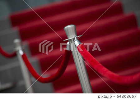 Red Carpet, stairs and Barrier Rope Red Carpet, stairs and Barrier Rope 64303667