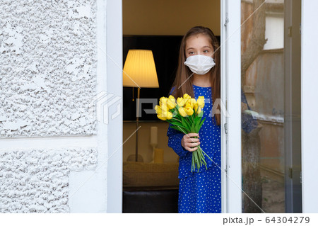 Self-isolated young girl looking out Self-isolated young girl looking out 64304279