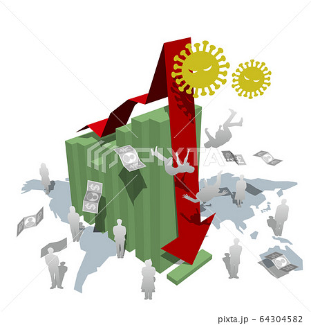 ベクターイラスト　新型コロナウイルスによる大恐慌のおそれ　背景透明 64304582