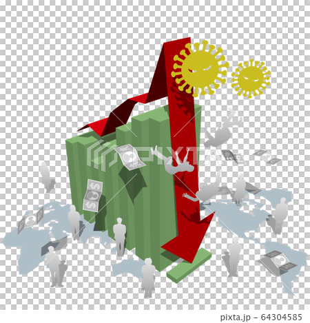 ベクターイラスト　新型コロナウイルスによる大恐慌のおそれ　背景透明 64304585