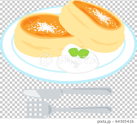 スフレパンケーキのイラスト素材