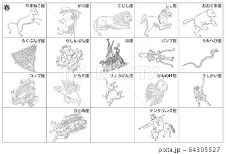 春の星座影あり線なし白枠名称 春の星座影あり線なし白枠名称 64305527