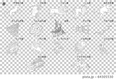 春の星座影あり線なし白名称 春の星座影あり線なし白名称 64305530