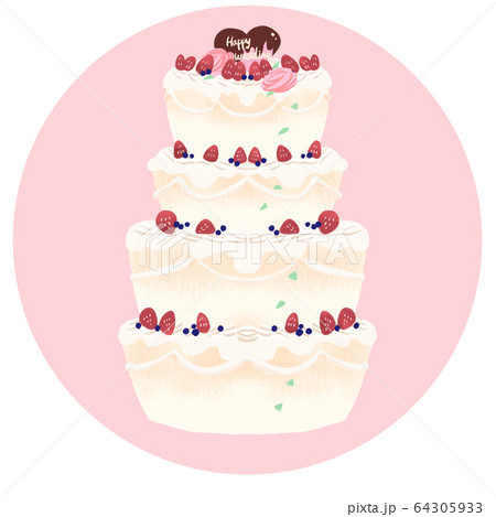4段のウェディングケーキのイラスト素材