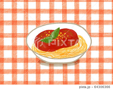 トマトソースパスタのイラスト素材