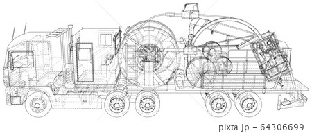 Coil Tubing roll Truck. EPS10 format. Vector created of 3d 64306699