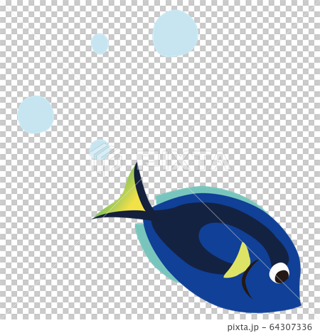 Illustration of a simple blue tang Illustration of a simple blue tang 64307336