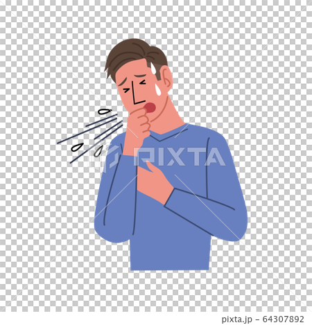 咳をする　若い　男性　コロナウイルス　イラスト 64307892