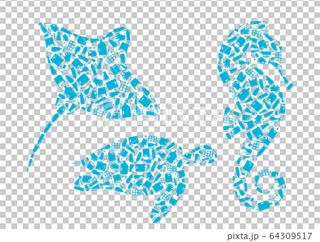 Marine animals, trash planet pollution concept 64309517