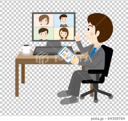 Men having an online meeting 64309784