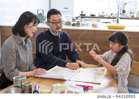 防災用品のケミカルライトを自分の力で転倒させる練習中の娘 64310093