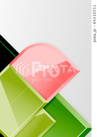 Glossy glass squares with round elements geometric composition. Abstract geometric background with 3d effect composition For Wallpaper, Banner, Background, Card, Book Illustration, landing page 64310551