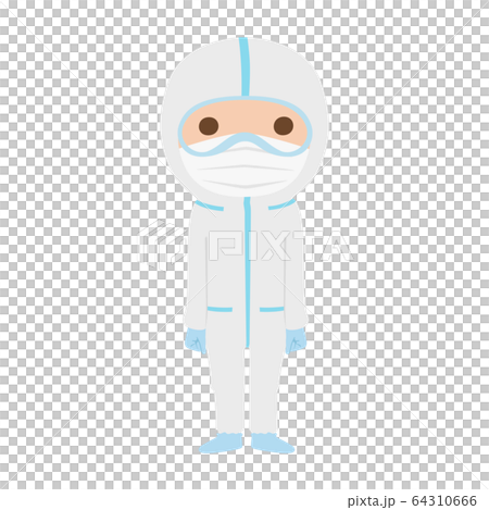 穿防護服的一名醫護人員的例證。 穿防護服的一名醫護人員的例證。 64310666