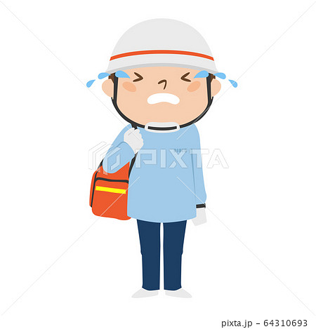 泣いてる男性の救急救命士のイラスト のイラスト素材