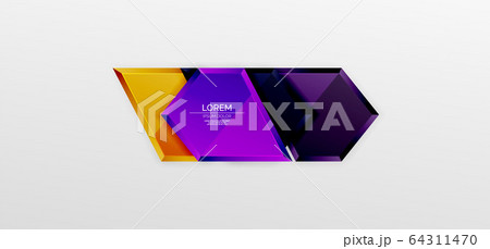 Metal glossy shiny geometric shapes with 3d effect composition. Techno futuristic vector abstract background For Wallpaper, Banner, Background, Card, Book Illustration, landing page 64311470