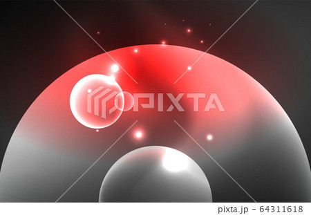 Neon shiny transparent glowing circles with light effects. Techno futuristic vector abstract background For Wallpaper, Banner, Background, Card, Book Illustration, landing page 64311618