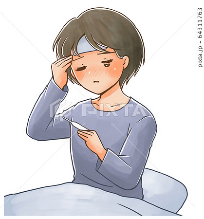 熱がある人のイラスト1のイラスト素材